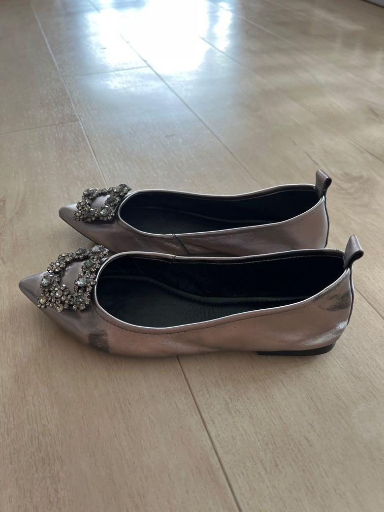 Dark silver flats hot sale