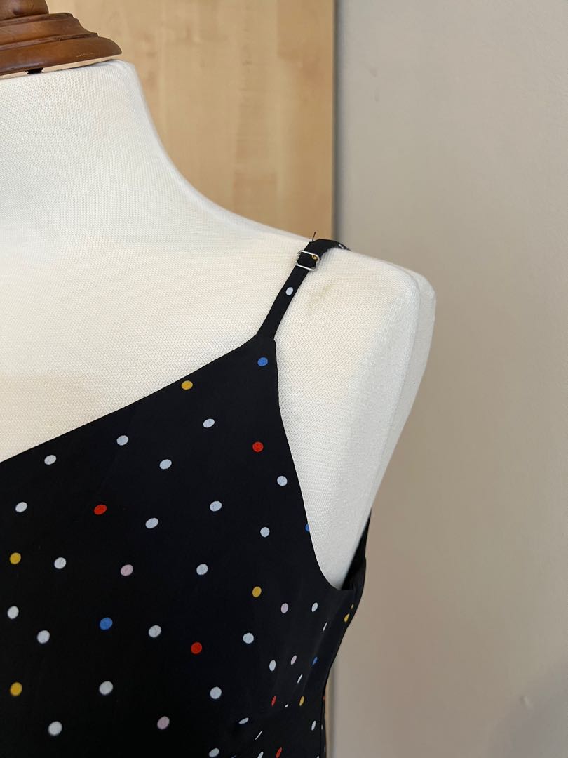 Black polka dot slip dress main image 0