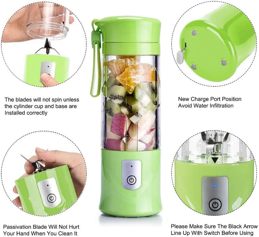 Portable Blender,Personal Blender with USB Rechargeable Mini Fruit Juice Mixer, Mini Blender Travel with 13oz Bottles-Green