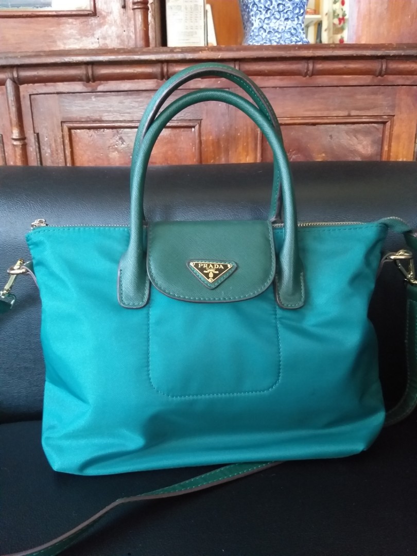 PRADA GREEN TOTE BAG, Luxury, Bags & Wallets on Carousell
