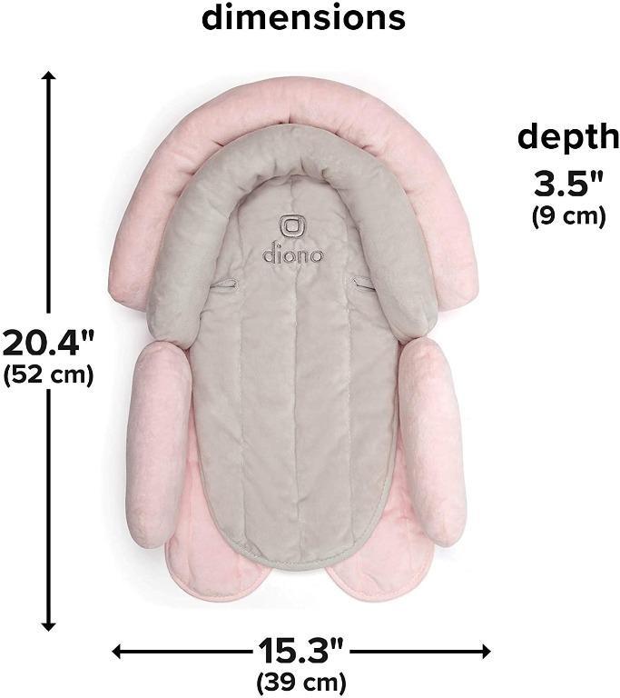 Diono Cuddle Soft 2-Pack 2-in-1 Baby Head Neck Body Support Pillow for Car SEATS and Strollers - Gray/Pink