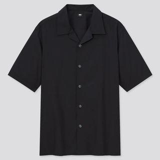 Uniqlo open collared shirt in black