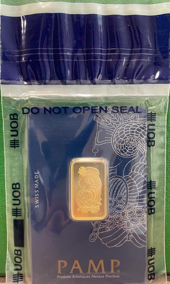GOLD BAR UOB 10g PAMP 999.9 Fine Gold Bar Luxury Accessories on