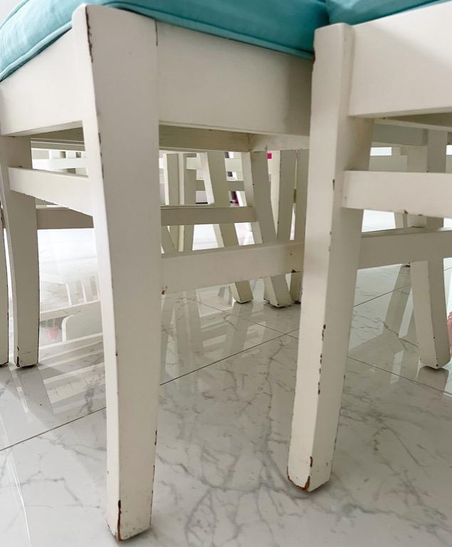 Used Teak Chairs Set of 7 with cushions, Furniture & Home Living