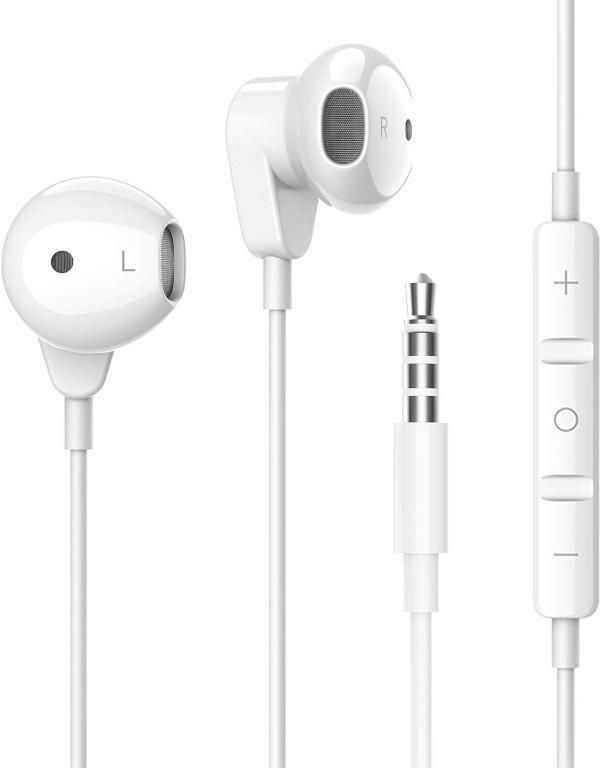 Headphones Earbuds,Dual Bass Speakers Earphones,Built-in Microphone and Volume Control,Compatible with iPhone and Android Smartphones,iPad MP3,Fits All 3.5mm Jack Support Audio Devices