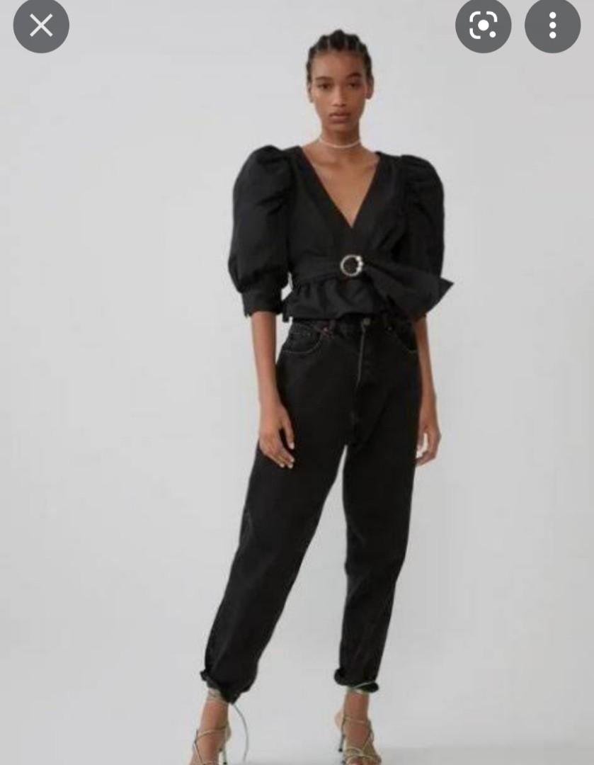 Zara Puff Sleeve top with belt depop 