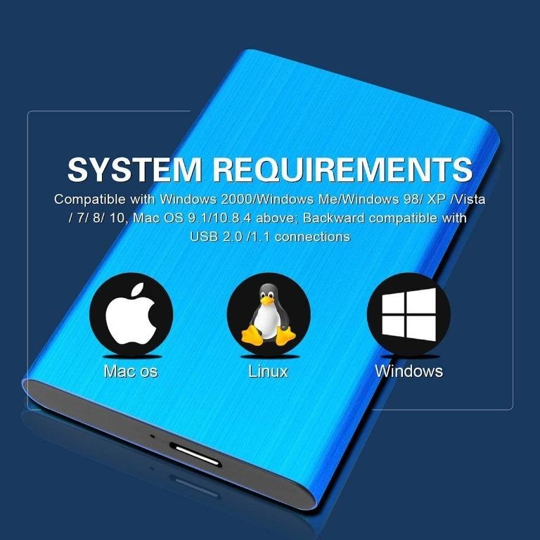 1TB External Hard Drive, Data Storage External Slim Portable Hard Drive