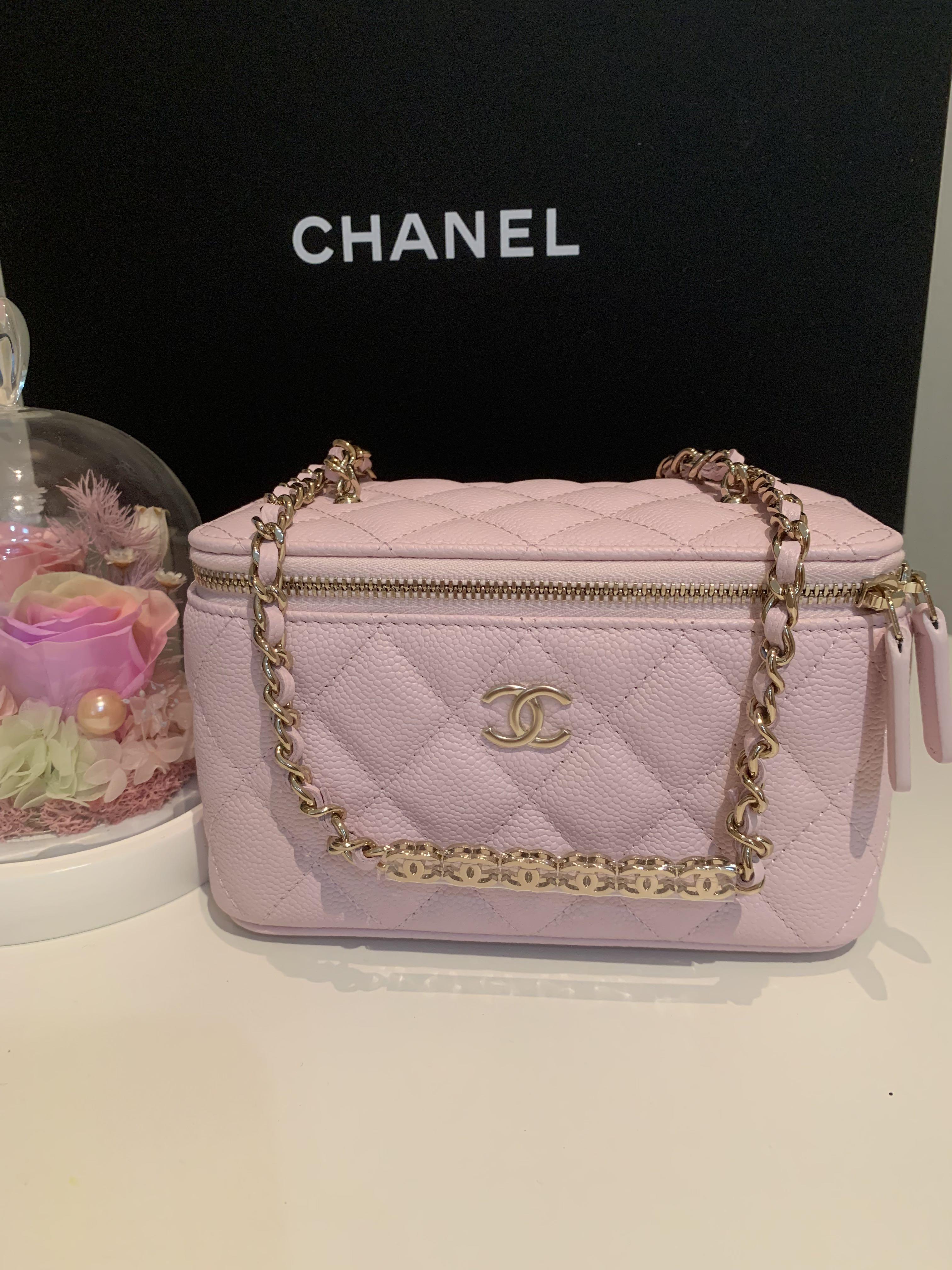 card holder chanel pink caviar