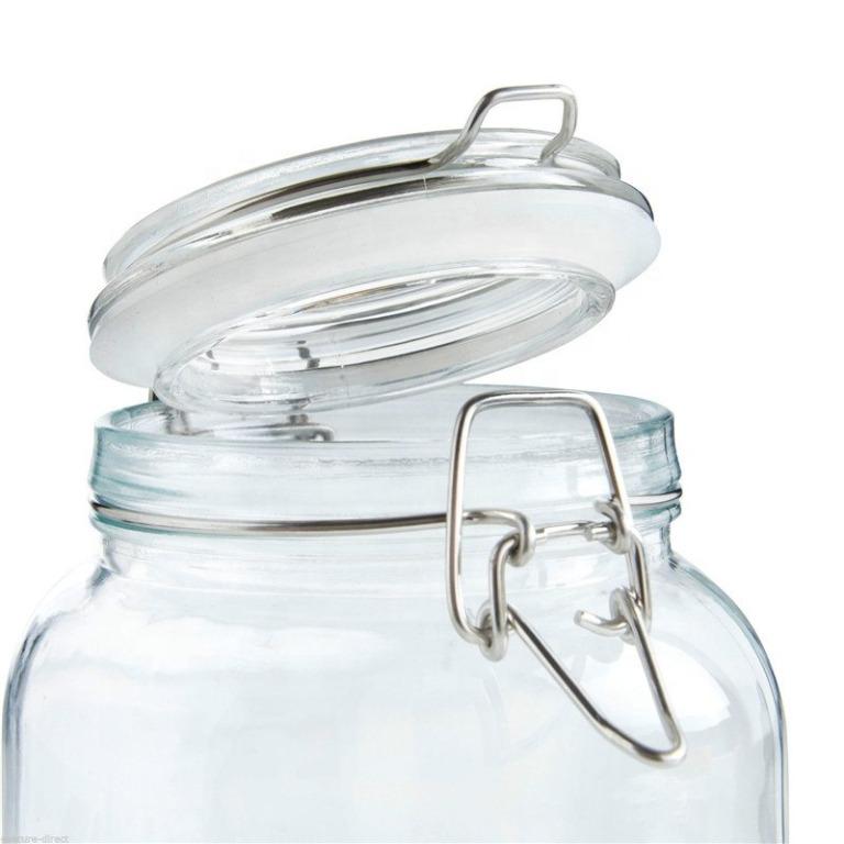 500ml Mason Jar c/w Spring-loaded Safety Catch, Furniture & Home Living ...