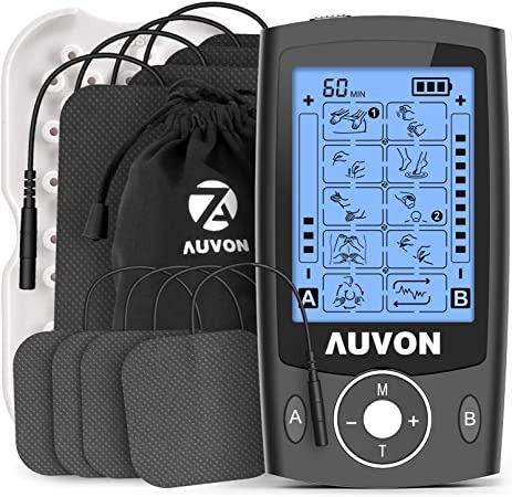 Auvon Dual Channel Tens Unit Muscle Stimulator Machine With 20 Modes for  sale online