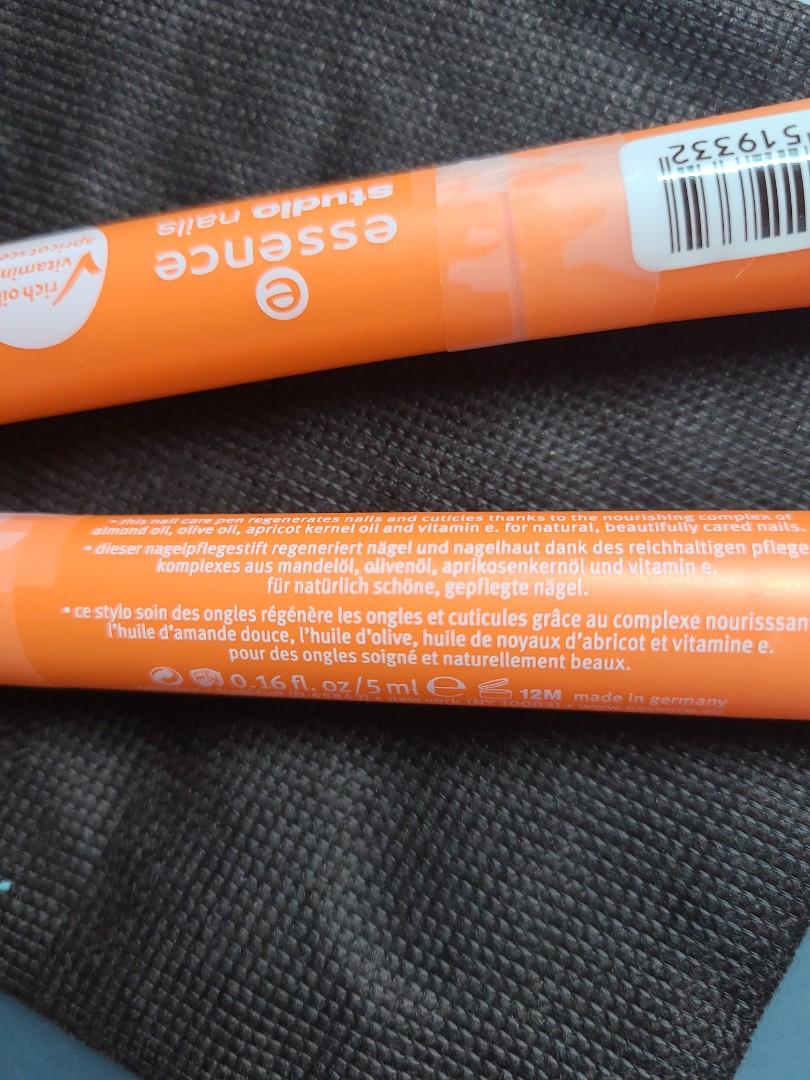 Essence Studio Nails Nail Care Pen Erfahrungen 全新 兩枝 德國製 essence studio nails 橙色 nail care pen 護甲筆 apricots scent 杏香味
