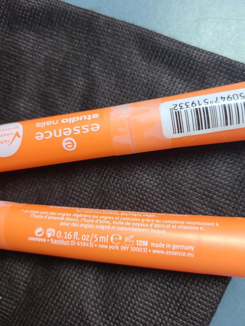 Essence Studio Nails Nail Care Pen Erfahrungen 全新 兩枝 德國製 essence studio nails 橙色 nail care pen 護甲筆 apricots scent 杏香味