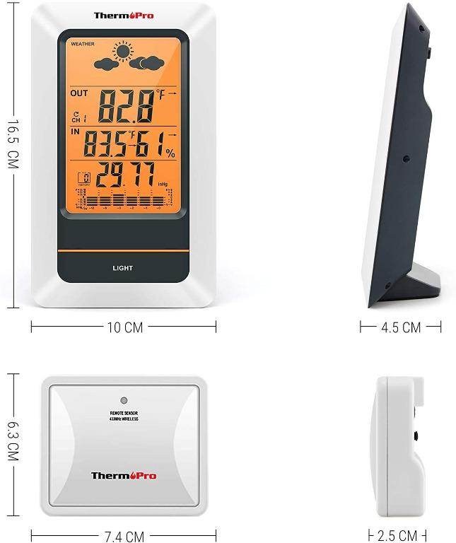 ThermoPro TP67 Rechargeable Wireless Indoor/ Outdoor Weather Station  Thermometer