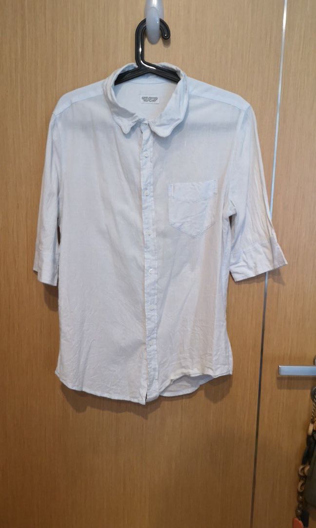 ALLSAINTS light blue cotton collared 