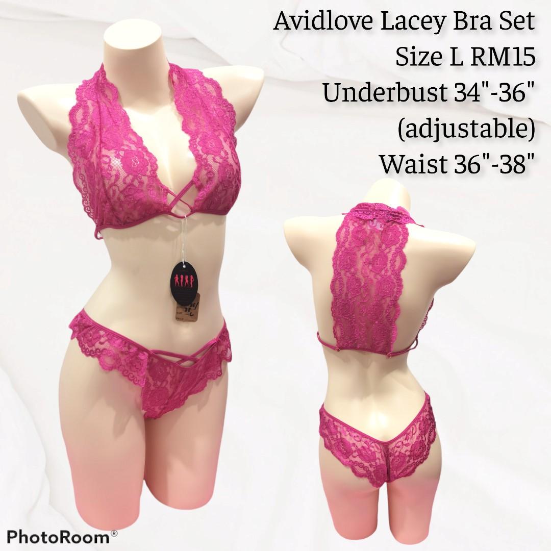 Avidlove Lacey Bra Set Pink L, Women's Fashion, New Undergarments