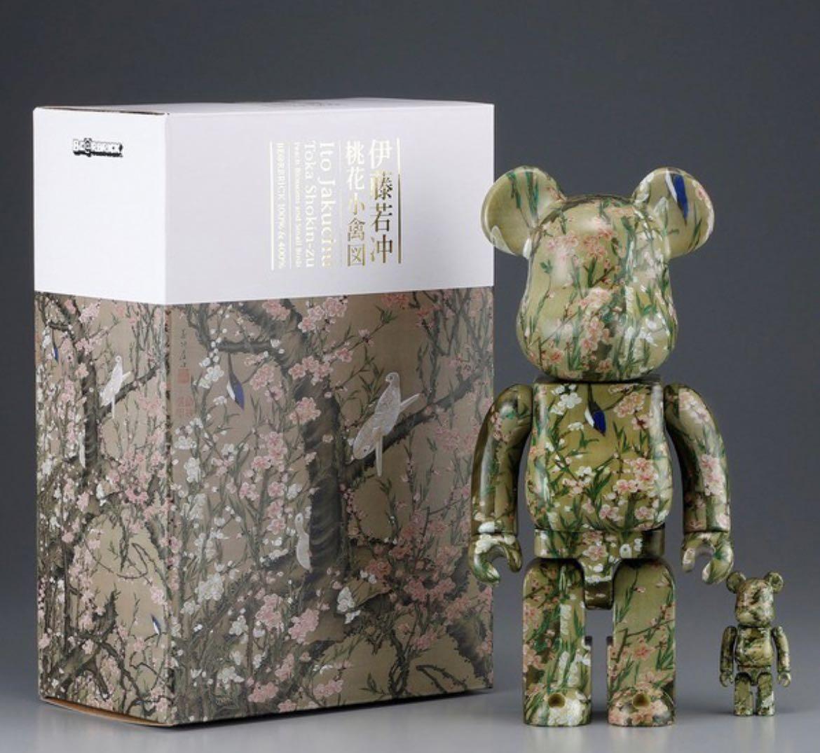 BEARBRICK 伊藤若冲桃花小禽図100% & 400% be@rbrick, 興趣及遊戲 