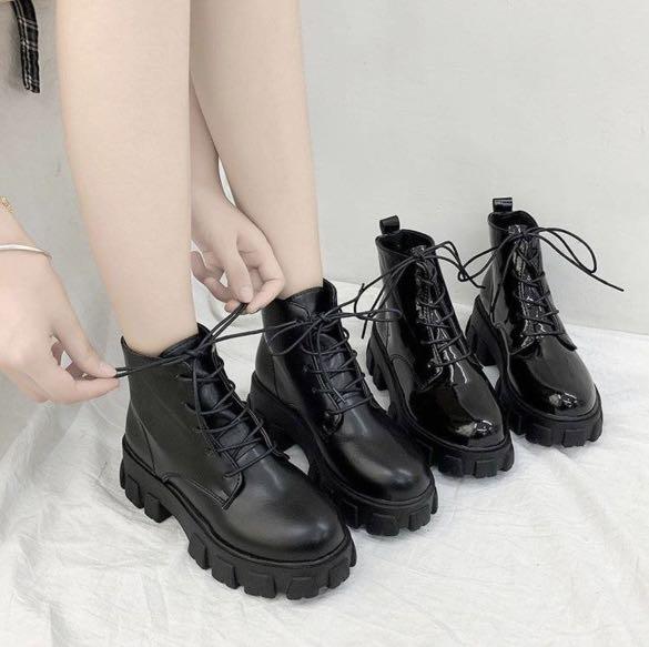 black glossy boots