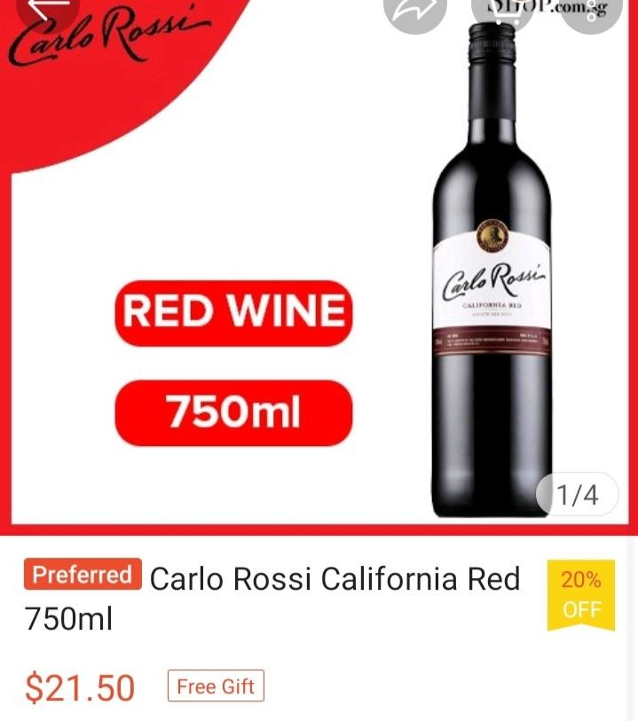 Carlo Rossi Red Wine Sweet Red 750 ml, Food & Drinks, Alcoholic