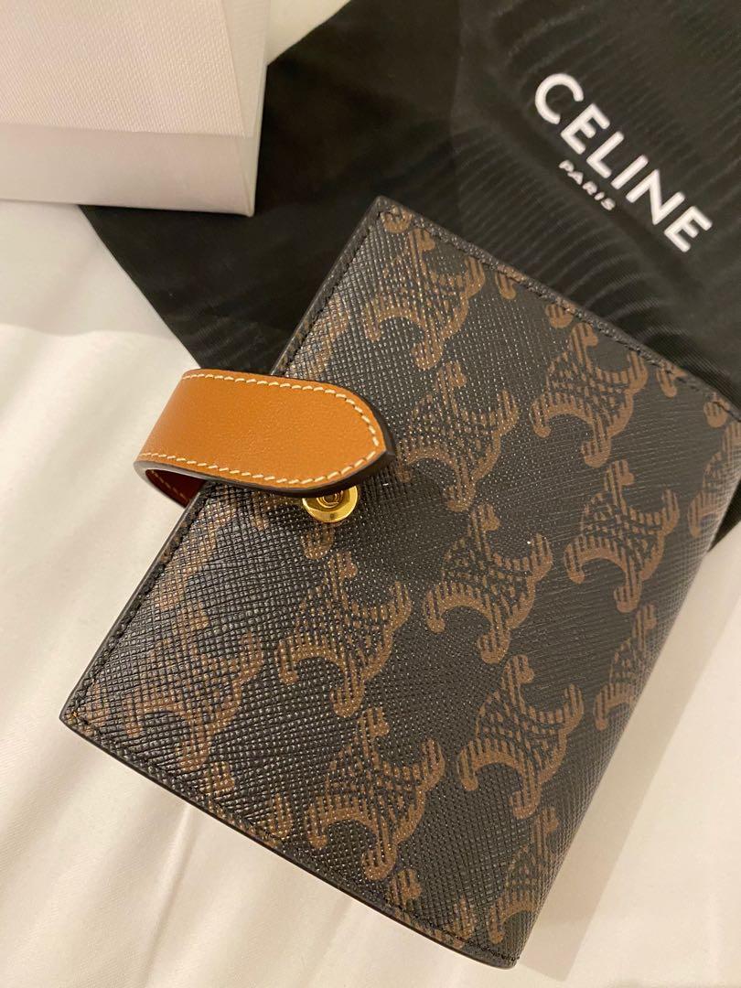 Small Strap Wallet in Triomphe Canvas and Lambskin - CELINE
