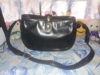 CERRUTI black  leather shoulder sling bag