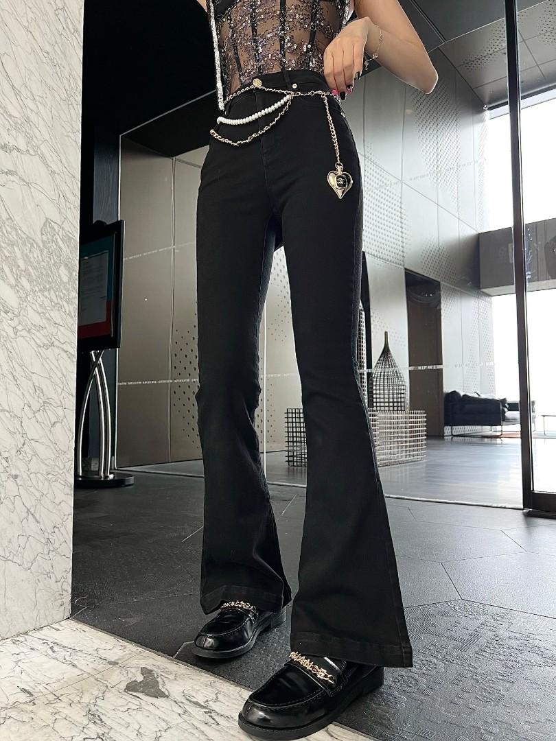 Ch Flare Pants with Gold Chain Belt 
