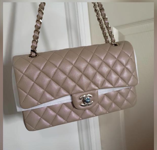 Chanel 21S iridescent dark beige classic medium