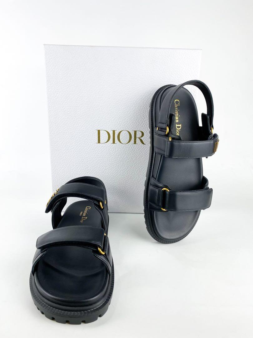 Christian Dior Dioract Black Lambskin Sandals 40 EUR Luxury