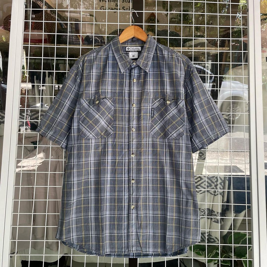 columbia double pocket plaid shirt 