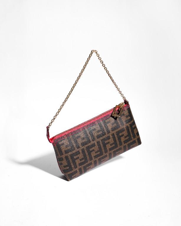 FENDI Spalmati Zucca Pochette Pouch Fuchsia