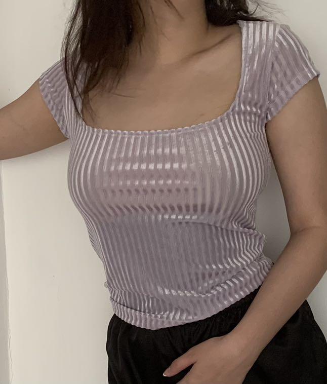 Forever 21 Velvet Ribbed Square-neck Top (Category: Others Tops) located in Quezon City. Submitted by fromthearchive (Listing ID 1149647056, Image 1). Description: - fits s-m .