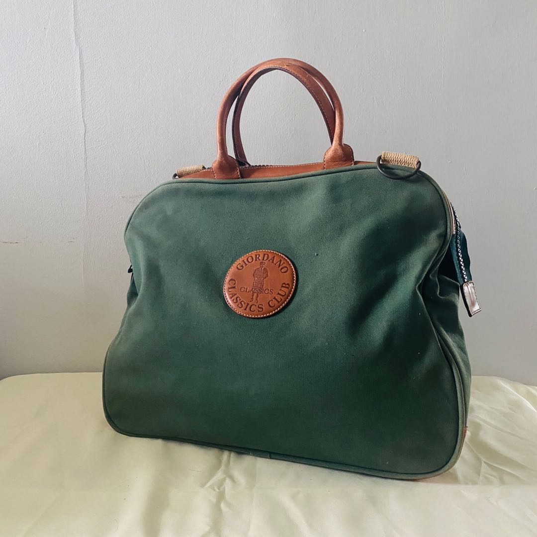 BAG Vintage giordano classic club leather green canvas bag unisex