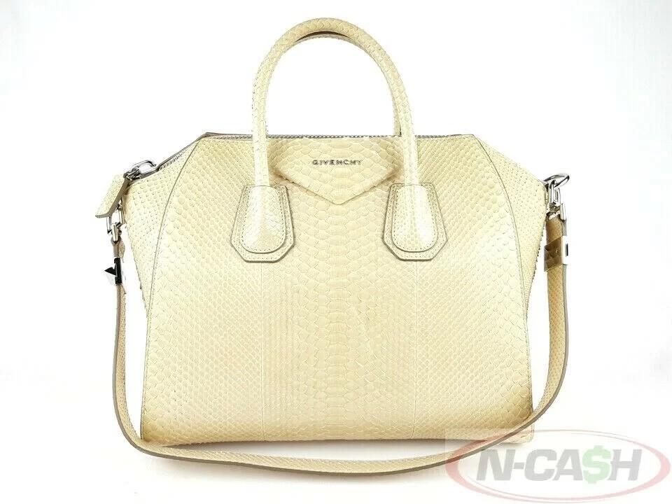 Bag Pawnshop Philippines - Givenchy Antigona Medium Beige Python Leather (Category: Luxury Bags & Wallets) located in Quezon City. Submitted by luxury_by_n-cash (Listing ID 1149633400, Image 1). Description: N-Cash Pawnshop "Instant Cash for Bags, Watches, Cars, and Electronics" https://www.ncash-pawnshop-philippines.com/ Givenchy Antigona Medium Beige Python Leather Bag Brand: GIVENCHY Measures: 13″ L x 11″ H x 8″ D (approx) Excellent condition 
