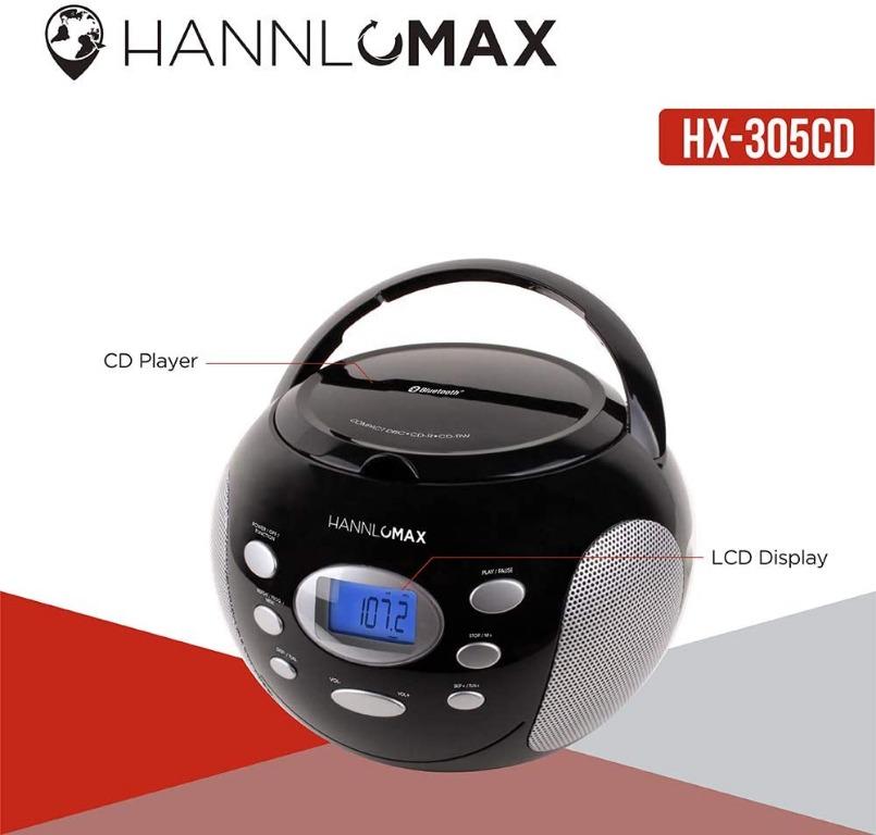 HANNLOMAX CD/MP3 Player With Dual Microphones - Karaoke Machine For Kids (Red/Blue)