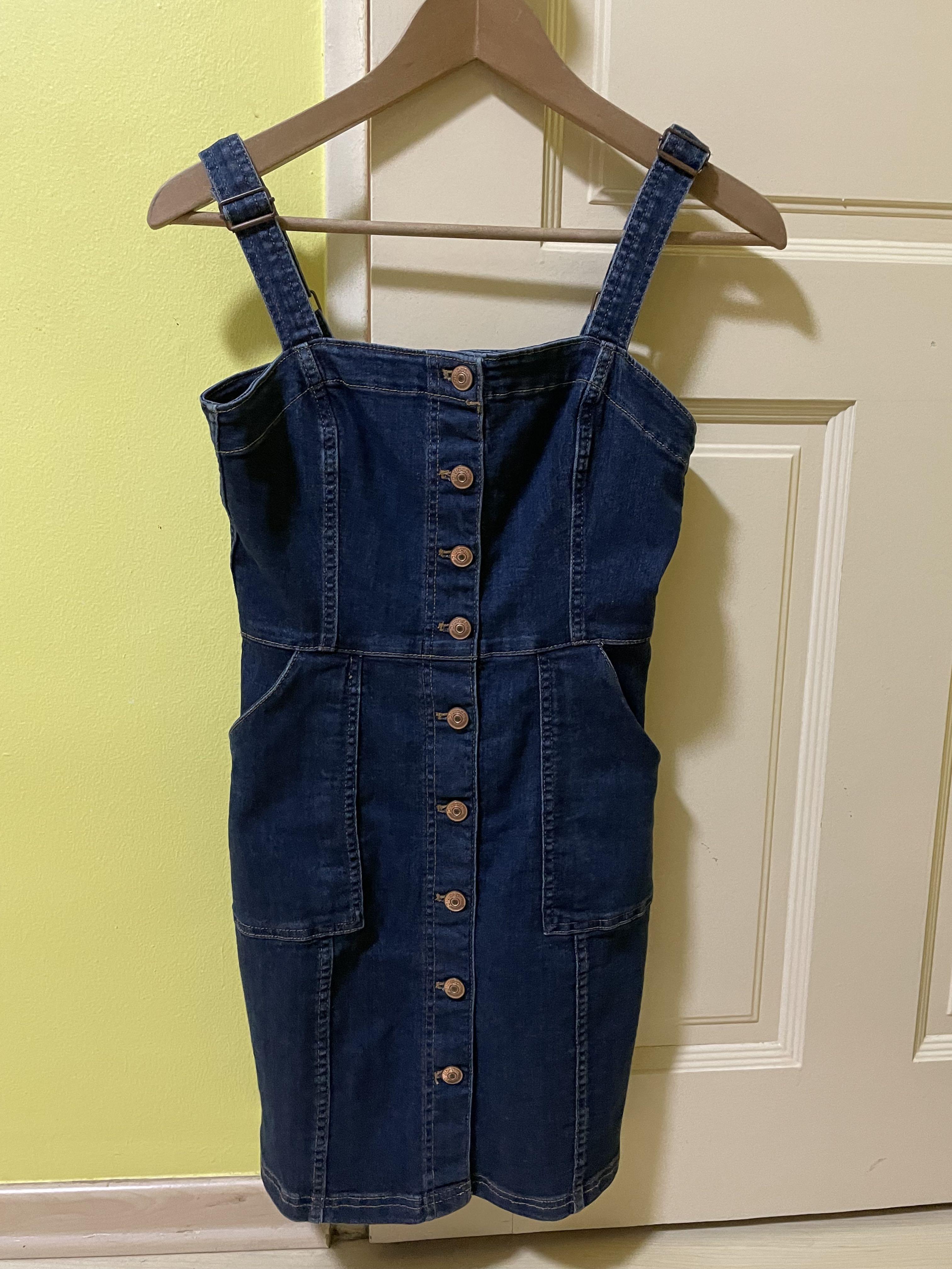 Denim pinafore dress h&m cheap