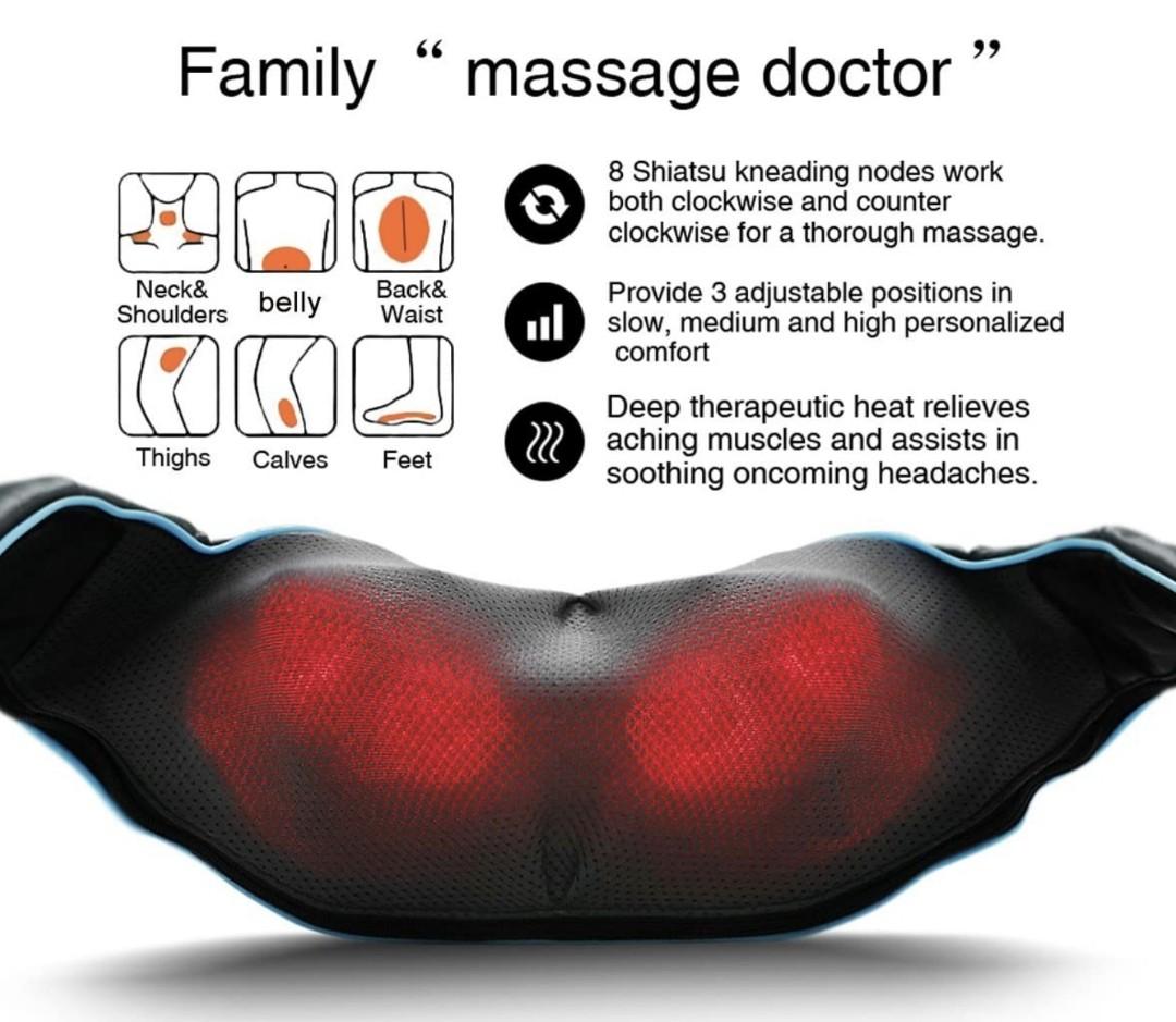  MoCuishle Back Massager with Heat, Shiatsu Back and Neck  Massager, Electric Shoulder Massager, Kneading Massager Back, Relax Back  Pain, Neck Pain, Massage Pillow for Back, Neck, Leg : Health & Household