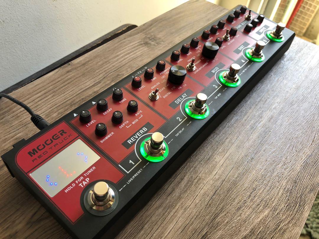 Mooer Red Truck Guitar Multi Effects (Category: Musical Instruments) located in Imus. Submitted by raichanz (Listing ID 1149669608, Image 1). Description: For sale: Mooer Red Truck 98% Smooth parang di ginamit. Mint condition except minor issue. Minor issue: Ilaw ng knobs for reverb not working. Does not affect performance. Gumagana pa din reverb effect. Inclusion: Unit Travel pouch Manual Power supply Madali gamitin. Good for gig sya since meron