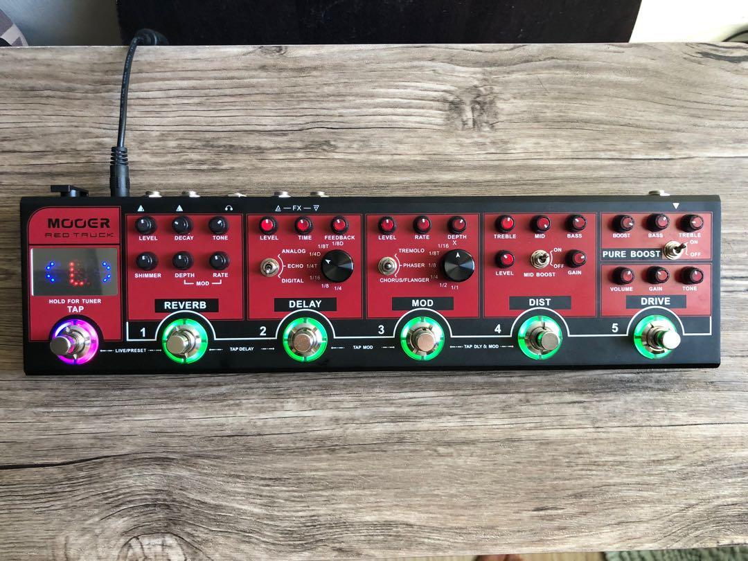 Mooer Red Truck Guitar Multi Effects (Category: Musical Instruments) located in Imus. Submitted by raichanz (Listing ID 1149669608, Image 2). Description: For sale: Mooer Red Truck 98% Smooth parang di ginamit. Mint condition except minor issue. Minor issue: Ilaw ng knobs for reverb not working. Does not affect performance. Gumagana pa din reverb effect. Inclusion: Unit Travel pouch Manual Power supply Madali gamitin. Good for gig sya since meron