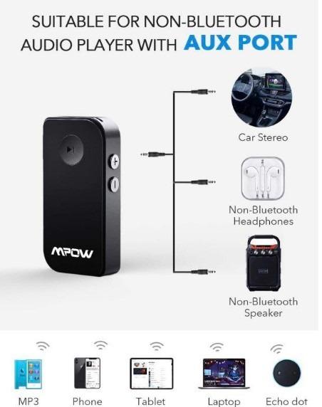 Mpow Bh044d Steambot Audio Bluetooth 5 0 Receiver Bluetooth Receiver Adaptor Hands Free Calls For Car Home Audio Systems Headphone Etc Audio Portable Audio Accessories On Carousell