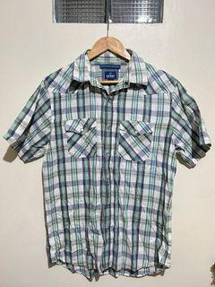 OLD NAVY Green and White Plaid Polo