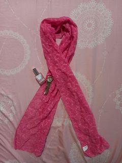 pink l'est rose embroidery scarf