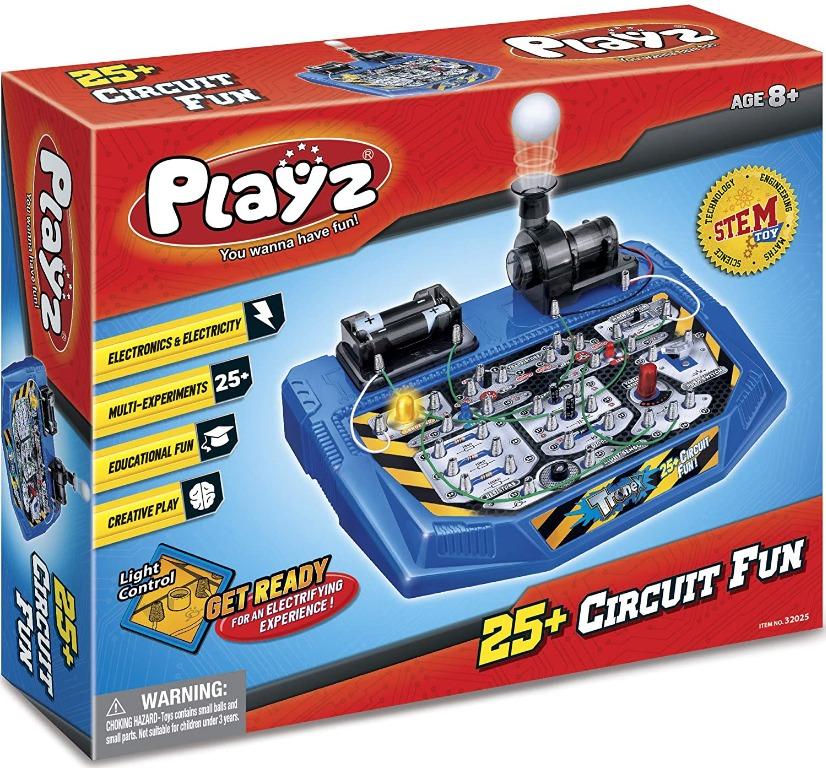 Playz Electrical Circuit Board Engineering Kit for Kids with 25 STEM Projects Teaching Electricity Voltage Currents Resistance Magnetic Science Gift for Children Age 8 9 10 11 12 13 Hobbies Toys Toys ...