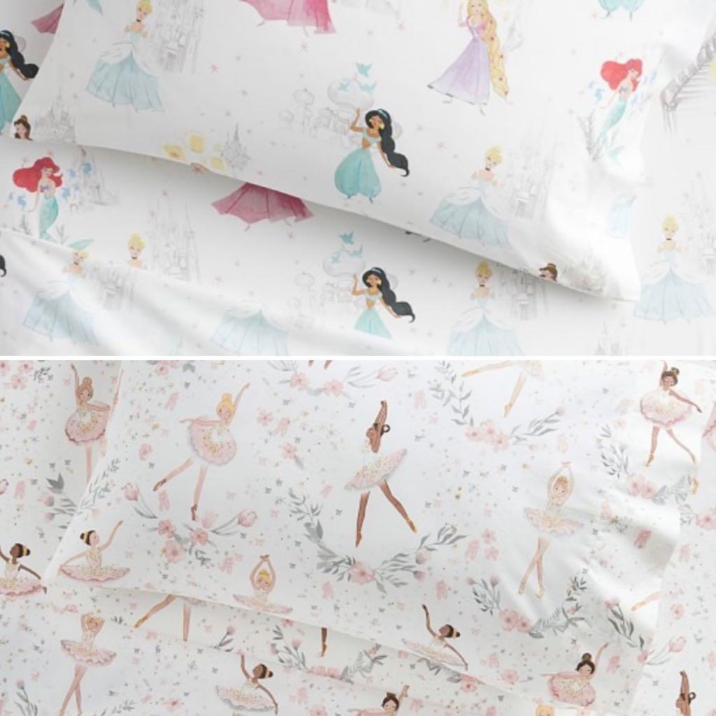 Pottery Barn Kids flat sheets Disney princess and Ballerina, Babies