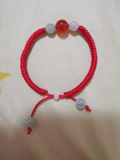 Red lucky bracelet with jade stones
