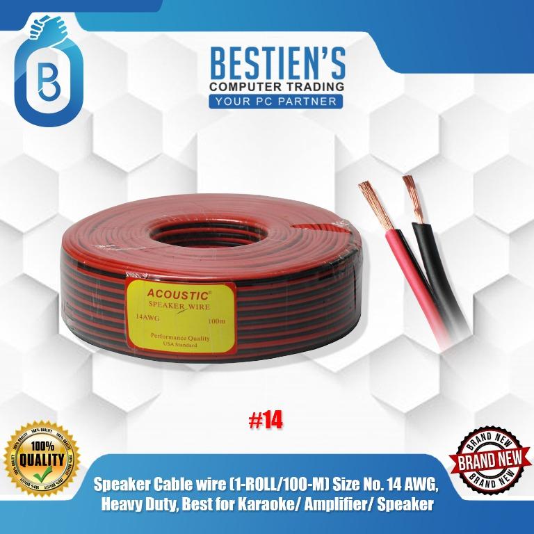 Speaker Cable wire (1-ROLL/100-M) Size No. 14 AWG, Heavy Duty ...