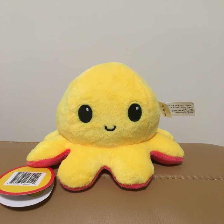 TeeTurtle Original Reversible Octopus Plushie Toy | Red Yellow Happy ...
