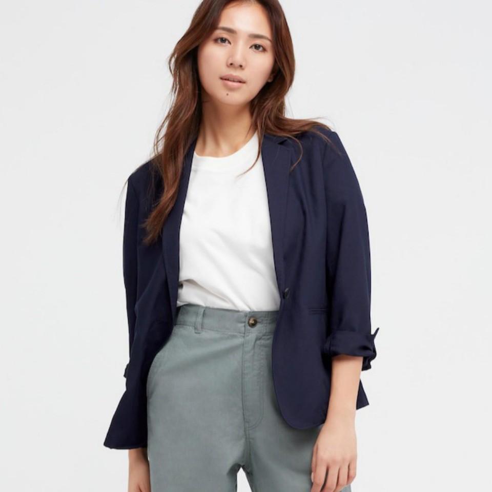 Uniqlo blazer for women (navy blue), Women's Fashion, Coats, Jackets