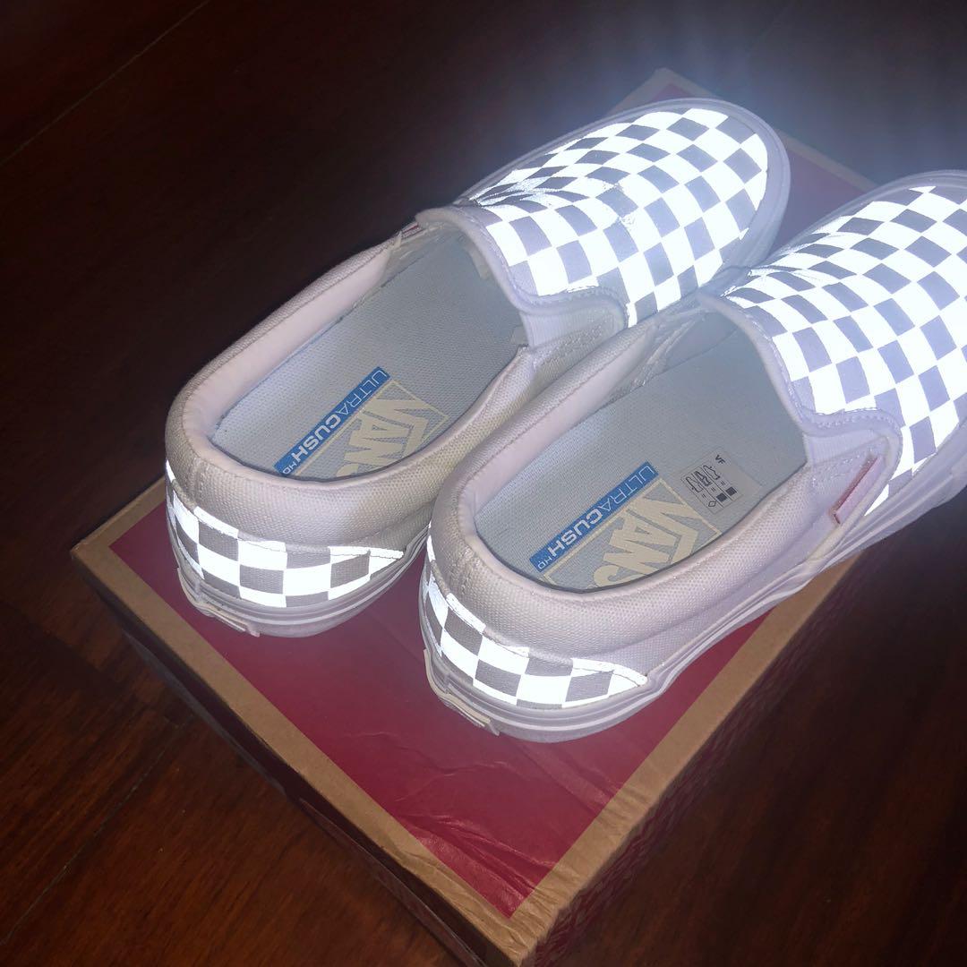 White reflective checkered on sale vans