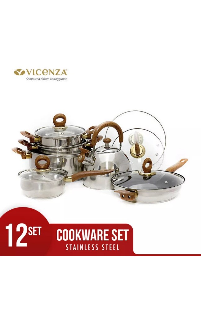 Vicenza stainless cookware 12 pieces, Kitchen & Appliances di Carousell