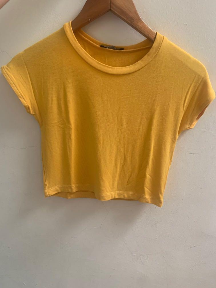 Yellow Zara Crop Top, Women's Fashion, Tops, Shirts on Carousell