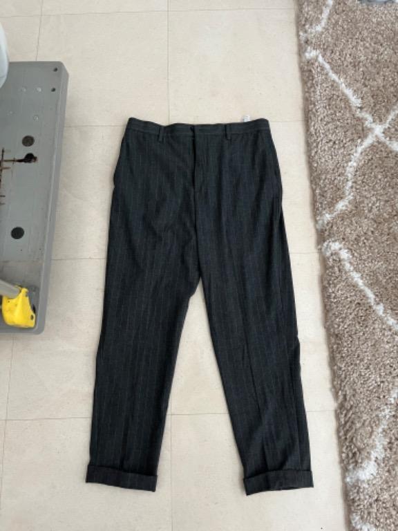 Mens grey discount striped trousers